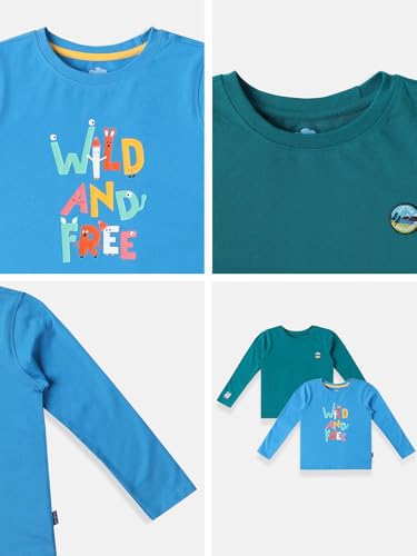 Image of Nautinati Boys 100% Cotton Full Sleeve Printed T-Shirt | Age 1-5 Years