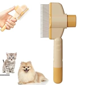 Selbstreinigender Flohkamm für Haustiere, selbstreinigender Katzenkamm, Haarbürste, Flohkamm, Kamm zur Entfernung von Tierhaaren, Flohkamm, Fellpflegebürste (yellow1pcs)