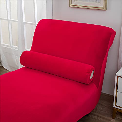 Maiyu-My Velvet Chaise Longue Slipcover Luxury Chaise Chair Covers For Living Room Indoor Furniture Cover Slipcovers For Chaise Lounge Ultra Soft Machine Washable (Red) #TOP5