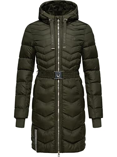 Navahoo Damen Wintermantel Steppmantel Jacke mit Taillengürtel...