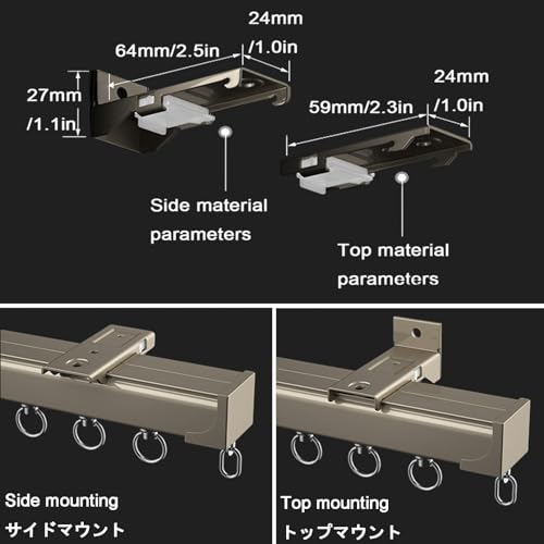 Barra de cortina recta para divisor de habitación en dormitorio 8