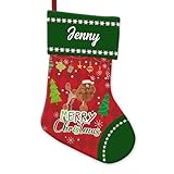 GABSHAIM Poodle Dog in Santa Hats Christmas Stockings Merry Christmas Snowflake Green Red Hanging Stockings Custom Xmas Decor for Fireplace BedHead 14.4 Inch 1 Pack Style 5