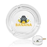 灰皿 ガラス灰皿 バナナ ゴリラ 猿柄 卓上灰皿 たばこ灰皿 タバコ固定 喫煙具 透明 大容量 おしゃれ 室内 屋外