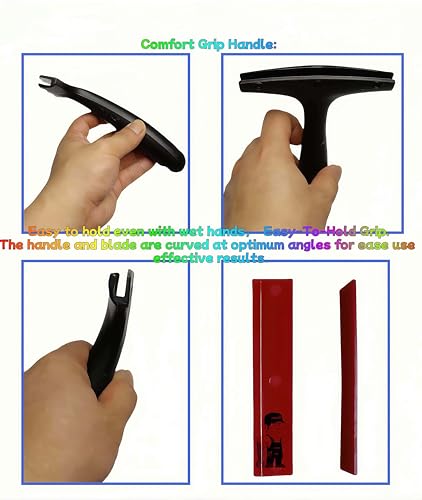 Image of 4 Pack 5.5 inch Double Edge Squeegee Blades for Window Shower Windshield | Non-slip long handle design | All purpose for windows, windshields, tiles, mirrors & shower cleaning
