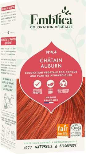 Emblica | Tinte vegetal orgánico para el pelo | No 4.4 castaño cálido | Sin conservantes | Rico en Amla | 100 g