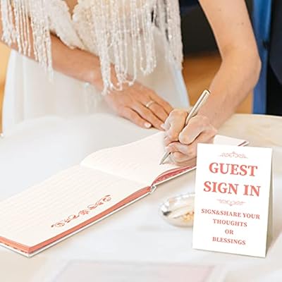 Zonon Hochzeitsgästebuch mit Stift, Hochzeitserinnerungsbuch mit Tischkarten, Gästebuch, weißes Einband mit Folie für Gäste, Besucher, um bei Hochzeit, Party, Hotel, Baby-Brautdusche, 22,9 x 15,2 cm – Bild 6