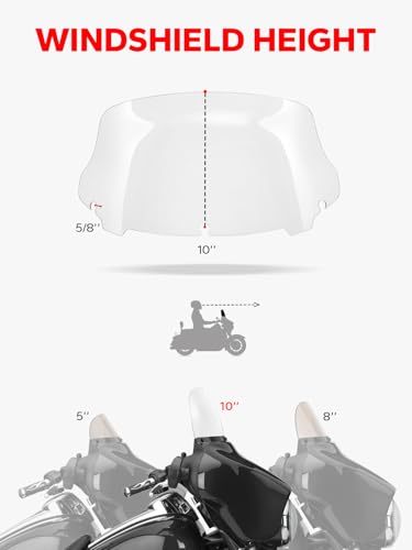 Image of Amazicha 10 inch Wave Windshield Windscreen Fit for 2014-2023 Harley Davidson Touring Street Glide, Electra Glide 2014-2022, Ultra Limited 2014-2024 and 14-later Tri Glide models (Except 23 FLHXSE),Clear