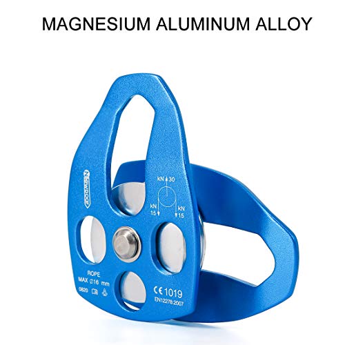Newdoar 30Kn Ce Certified Large Rescue Pulley Single Sheave With Swing Plate For Outdoor Mountaineering Rock Climbing Rescue(Blue 1Pcs) #TOP3