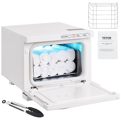 VEVOR 8L Hot Cabinet, 2-in-1 Warmer with A Stainless Steel Rack, Holds up to 16 Towels, Quick and All-Round Heating for Facials, SPA, Massage, Salon, Bathroom, Barber, Esthetician, Beauty, White