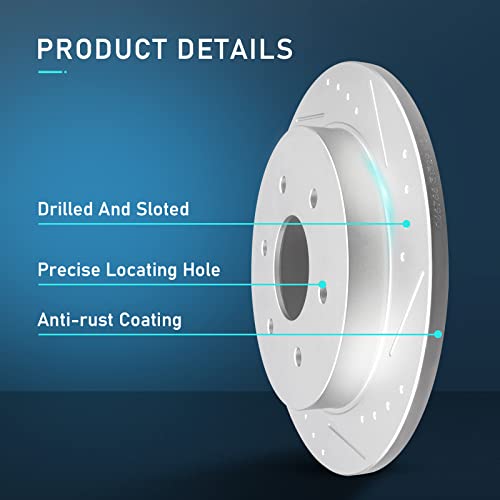 Brakeus 6 Lugs Slot Brake Rotors Kits Rear Solid Replacement For 2004-2010 For Infiniti Qx56,2005-2015 2017 For Nissan Armada,2004-2015 For Nissan Titan #TOP2