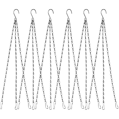 MAICOBI 16 inch Black Hanging Basket Chain with Hooks Flower Plant Pot Replacement Chain Hanger for Planter,Ornaments,Bird Feeders,Lanterns (6 Pcs) Cover