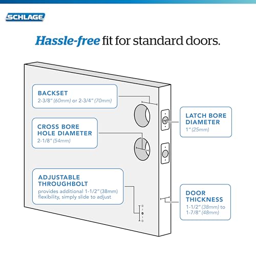 Image of SCHLAGE Front Door Entry Handleset, Plymouth Knob, Satin Nickel | Front door handleset with deadbolt & interior knob, Easy install, Universal fit, Certified security & durability, 2 keys