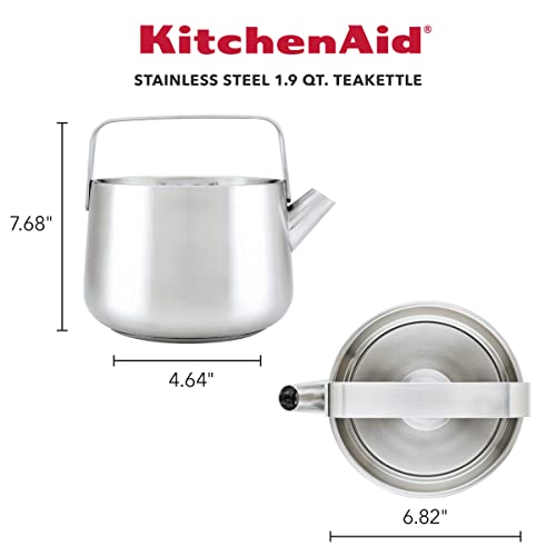 Image of KitchenAid Teakettles Stainless Steel Whistling Teakettle, 1.9 Quart - Brushed Stainless Steel