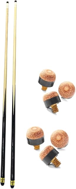 2 x 36" ONE PIECE Junior Short Pool Snooker Cue for Home Tables Kids + 8 FREE 11mm Tips