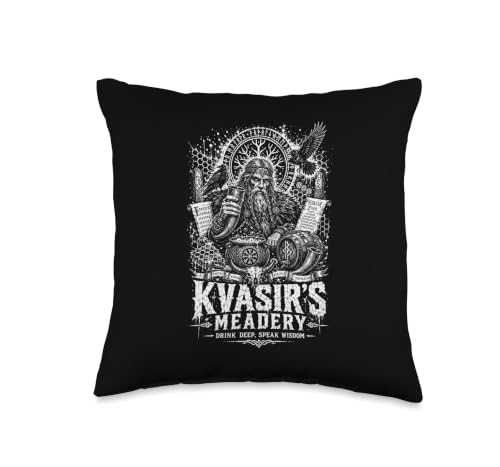 Kvasirs Meadery Drink Deep Speak Wisdom Viking Throw Pillow