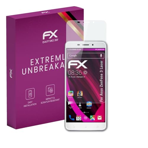 atFoliX Glasfolie kompatibel mit Asus ZenFone 3 Laser Panzerfolie, 9H Hybrid-Glass FX Schutzpanzer Folie