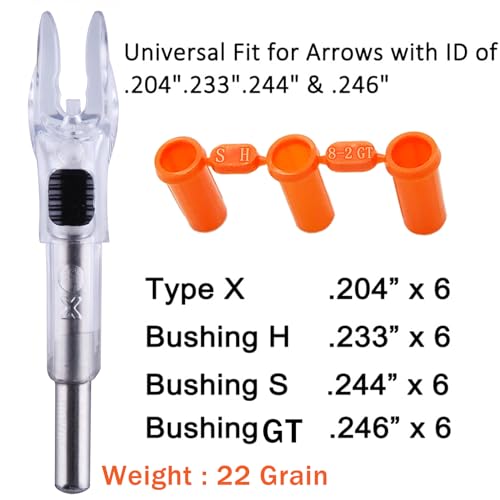 Image of 6PCS X Lighted Nocks for Arrows with .204 .233 .244 .246 Inside Diameter with H, S, GT Bushings High-Visibility LED Arrow Nocks, ON /Off Switch Included