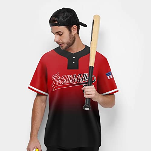 Custom Gradient Baseball Jersey Adults Sports Baseball Shirts Uniform Printed Personalized Name Number For Men Youth Black&Red #TOP4