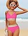 DONWEN Girls Bathing Suits Size 10-12 11 Years Old Girls Bikini Color Block Girl Two Piece Swimsuits Quick Dry Cute Girl Bathing Suit Swim Suits for Girl‘s Pink