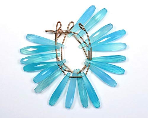 Perles calcédoine aqua goutte 35mm pour créer vos boucles d'oreilles d'été