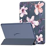 MoKo Case for Universal 8 Inch Tablet, PU Leather Trifold Stand Cover with Translucent Frosted PC Backshell with Magnetic Closure for 8' Touchscreen Tablet, Hibiscus
