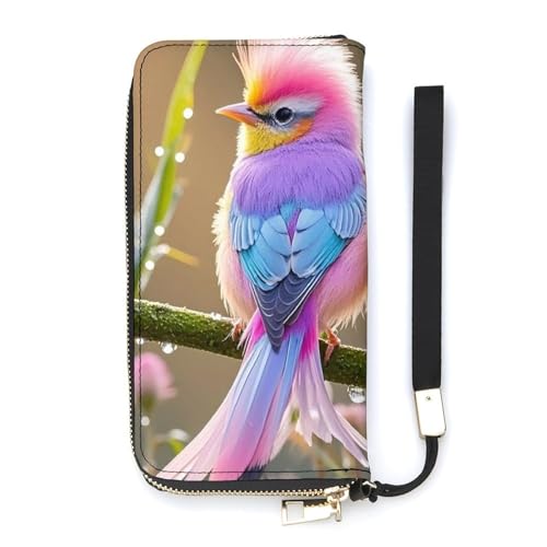 Colorful Little Bird Wallet, Elegant Wristlet Wallet with Multi-Card Slots, PU Leather Long Purse for Women, Men