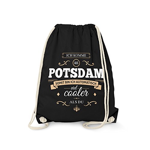 Sacca - Ich komme aus Potsdam - Bin viel Cooler als du Divertente zaino con scritta come idea regalo per orgogliosi Potsdamer taglia unica Unico da palestra nero