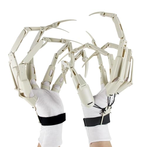 Tarotoo Halloween Articulated Fingers with Gloves Halloween Fever Cosplay Costume Prop Articulated Finger Extensions Skeleton Bone Claw Hand Fits Most Fingers Sizes