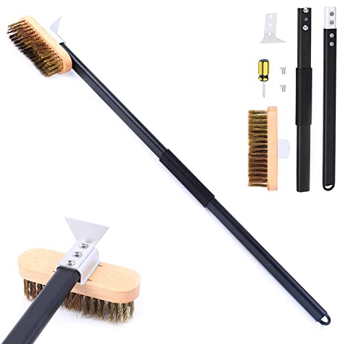 TIHOOK Brosse de Four à Pizza, Brosse en Laiton de Nettoyage de Four à Pizza, Brosse de Gril en Laiton, Grattoir de Gril Brosse de Four Professionnelle, Nettoyeur de Poils en Laiton Grattoir en Acier Cover