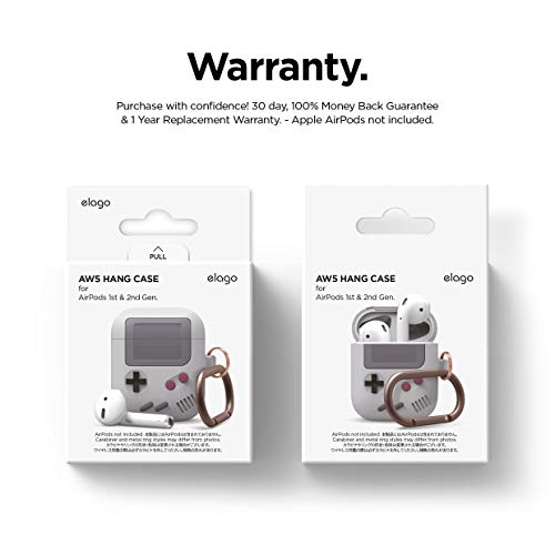 Elago Aw5 Compatible With Airpods Case 1 & 2, Classic Game Player Design Case With Keychain, Durable Silicone Construction (Light Grey) [Us Patent Registered] #TOP7