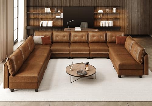 LLappuil Faux Leather Modular Sectional Sofa, Convertible U Shape...
