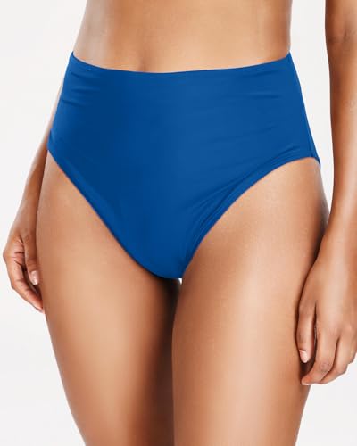 Image of Tempt Me Womens High Cut High Waisted Bikini Bottoms Tummy Control Bathing Suit Bottoms Swim Bottom Swimsuit Bottom