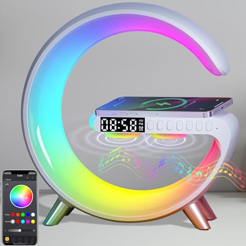 Treligate Table Lamp with Wireless Charger, Atmosphere Lamp with White Noise, Smart Light Sound...