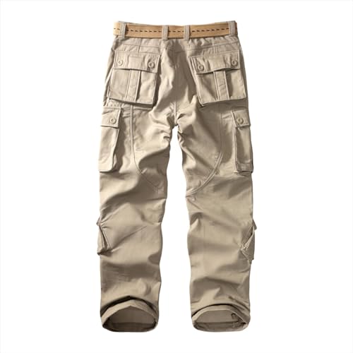 Men's Fleece Lined Cargo Pants Winter Camo Tactical Pants Waterproof Thermal Hiking Pants Insulated Work Pants No Belt2