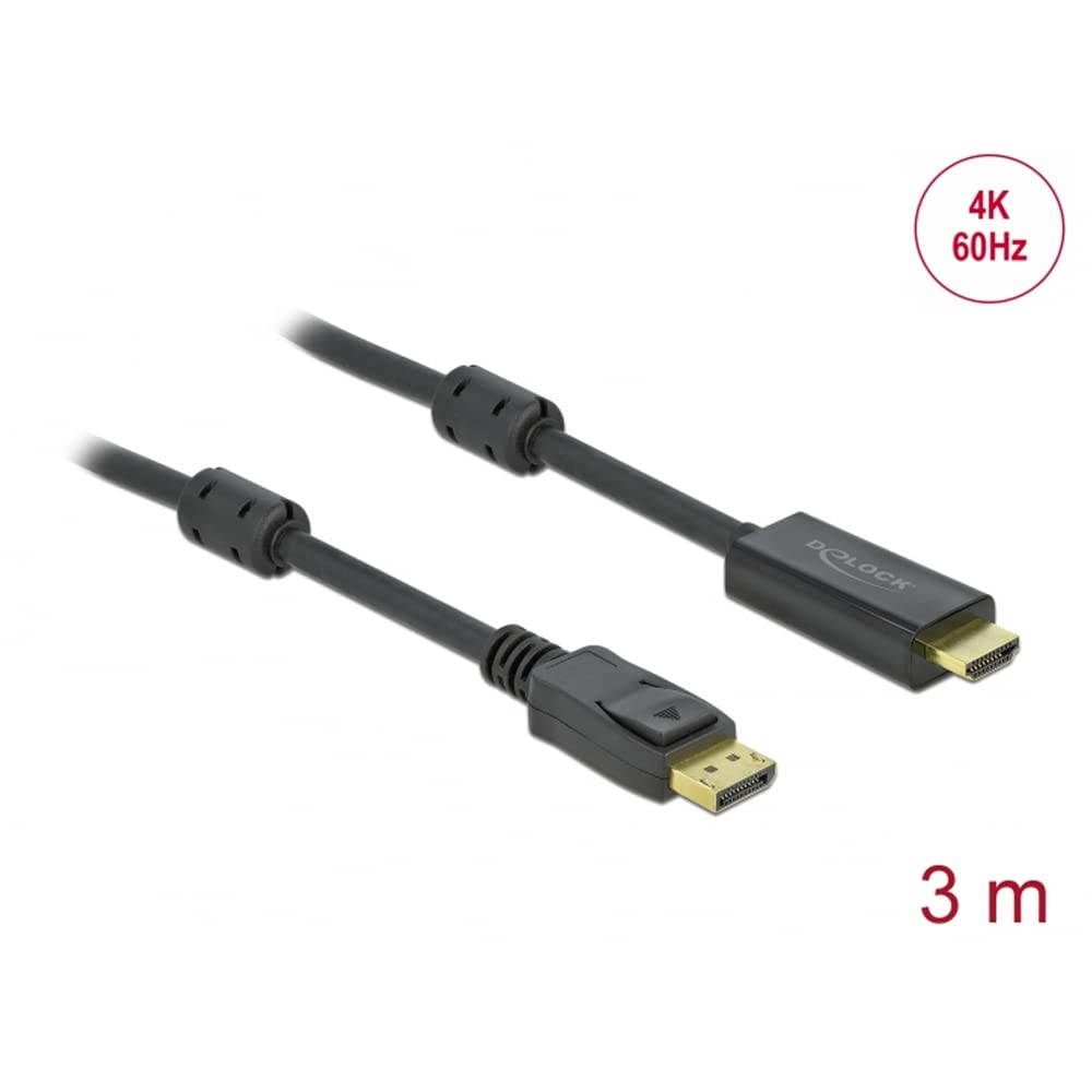 Delock Câble Actif DisplayPort 1.2 vers HDMI 4K 60 Hz 3 m