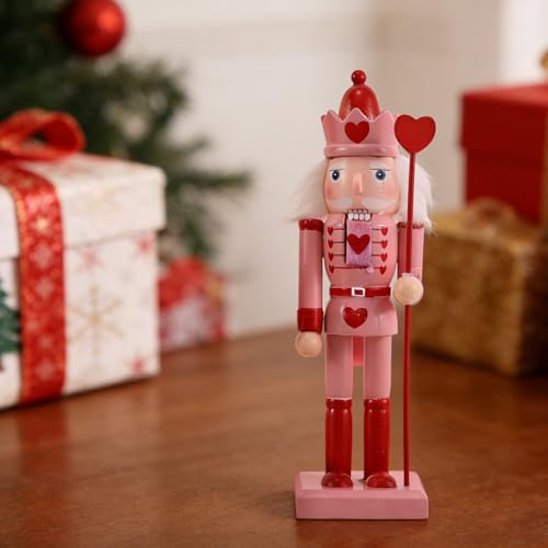 Casse-Noisette en bois lot de 2 statuettes cœur de 25 cm, cadeau idéal Saint-Valentin