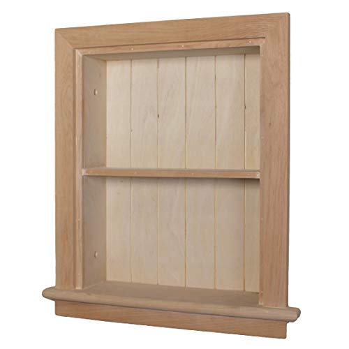 Image of 14x18 Aiden Recessed Wall Niche Medicine Cabinet Replacement, in The Wall Bathroom Cabinet Insert Shelf /Shelves, Made in North America, Real Wood, NO MDF, Beadboard, Unfinished