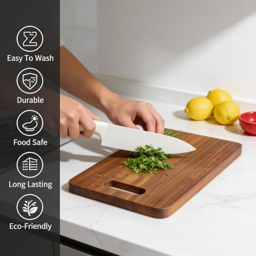 Image of Sheesham Wood Chopping Board for Kitchen, Wooden Cutting Board for Vegetables, Fruits & Meat, Thick Hardwood Serving Board- M