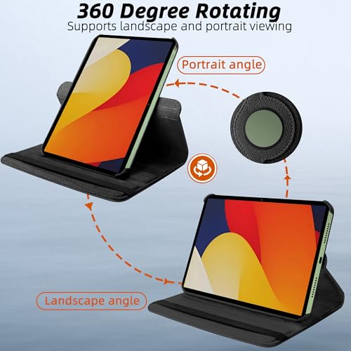 Image of TGK 360 Degree Rotating Flip Cover Case for Moto Pad 60 Pro 12.7 inch 2025 Release Tablet (Black)