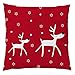 Produktbild Leinen Kissenbezug,Vovotrade Rote Vintage Weihnachten Leinen Baumwolle kissenhülle Weihnachten Rentier Bettkissenbezug Pillowcase Home Decor Auto Deko