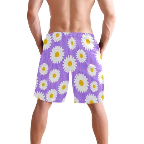 Flowers Floral Purple Mens Swim Trunks Quick Dry Beach Shorts with Pocket S 23028753