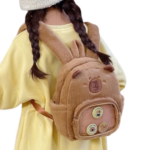 Mochila Bolsa Costas Capivara Pelúcia Fofa Forrada Infantil Adulto Hype