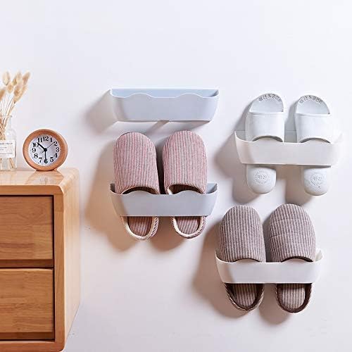 Miniatura 2 de Estantes para zapatos con tiras adhesivas para colgar en la pared, organizador de plástico, colgador de zapatos para puertas (color blanco - SM02, 4