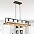 LMSOD 5-Light Farmhouse Kitchen Island Chandeliers, Modern Adjustable Dining Room Light Fixtures Hanging Pendant Light Fixtures Metal Wood Finish