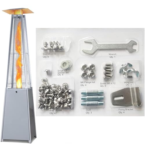 Piezas de repuesto para calentador al aire libre, pirámide de propano, piezas de calentador de patio, juego de accesorios de repuesto para calentador de patio de tubo de vidrio cuadrado, poste y