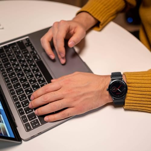 WOCCI 22mm Braided Nylon Watch Band for Men and Women, Quick Release, Silver Stainless Steel Buckle (Black)