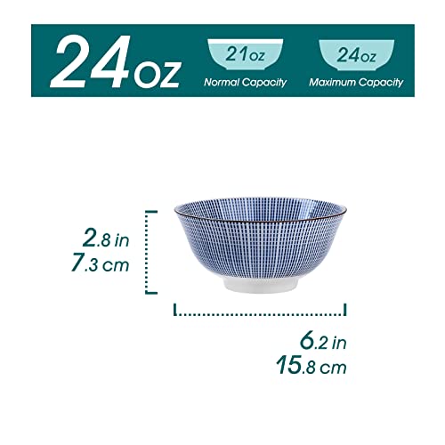 Vancasso 24 Oz Ceramic Cereal Bowls Set Of 6, Colorful Soup Bowls, Pasta Salad Bowls, Dishwasher & Microwave Safe #TOP1