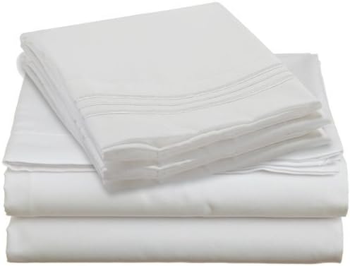 Split TOP California King Bed Sheet Set Royal Collection 1900 Egyptian Cotton Bamboo Quality with 1 Fitted Sheet 36", 1 King Flat and 2 King P/Cases.No Wrinkle (White, Top Split Cal King)