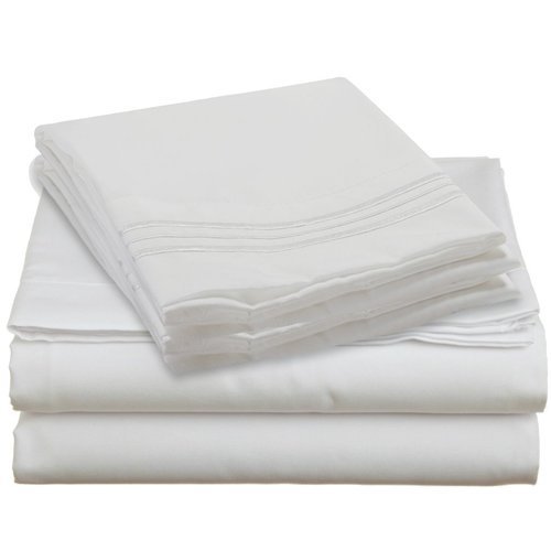 Split Top California King Bed Sheet Set Royal Collection 1900 Egyptian Cotton Bamboo Quality With 1 Fitted Sheet 36", 1 King Flat And 2 King P/Cases.no Wrinkle (White, Top Split Cal King) #TOP1