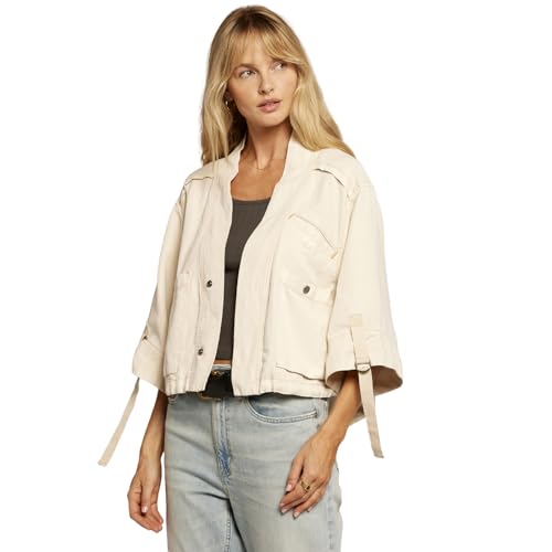 Current/Elliott Women's The Blissful Lightweight Jacket Relaxed Fit, Biscuit